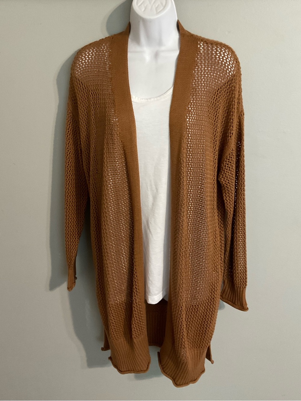 Pink Lily Open-Weave Oversized Long Cardigan Small